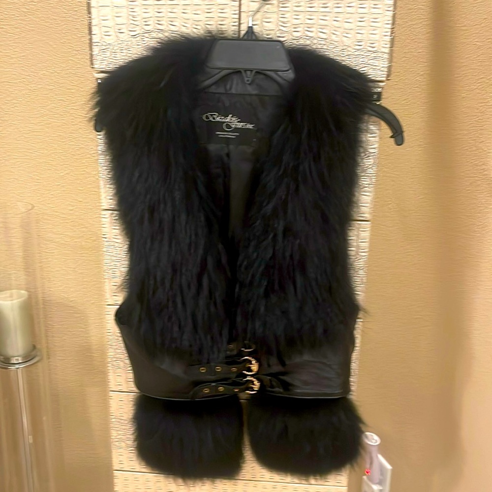 Black Leather Fox Fur Vest